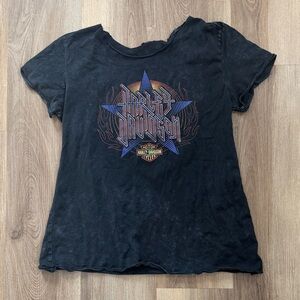 Harley Davidson Women’s Distressed Graphic T-Shirt Short Sleeve Washed Black XL
